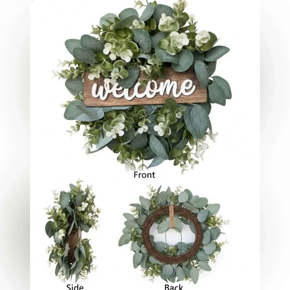 Greenery Welcome Wreath for Door